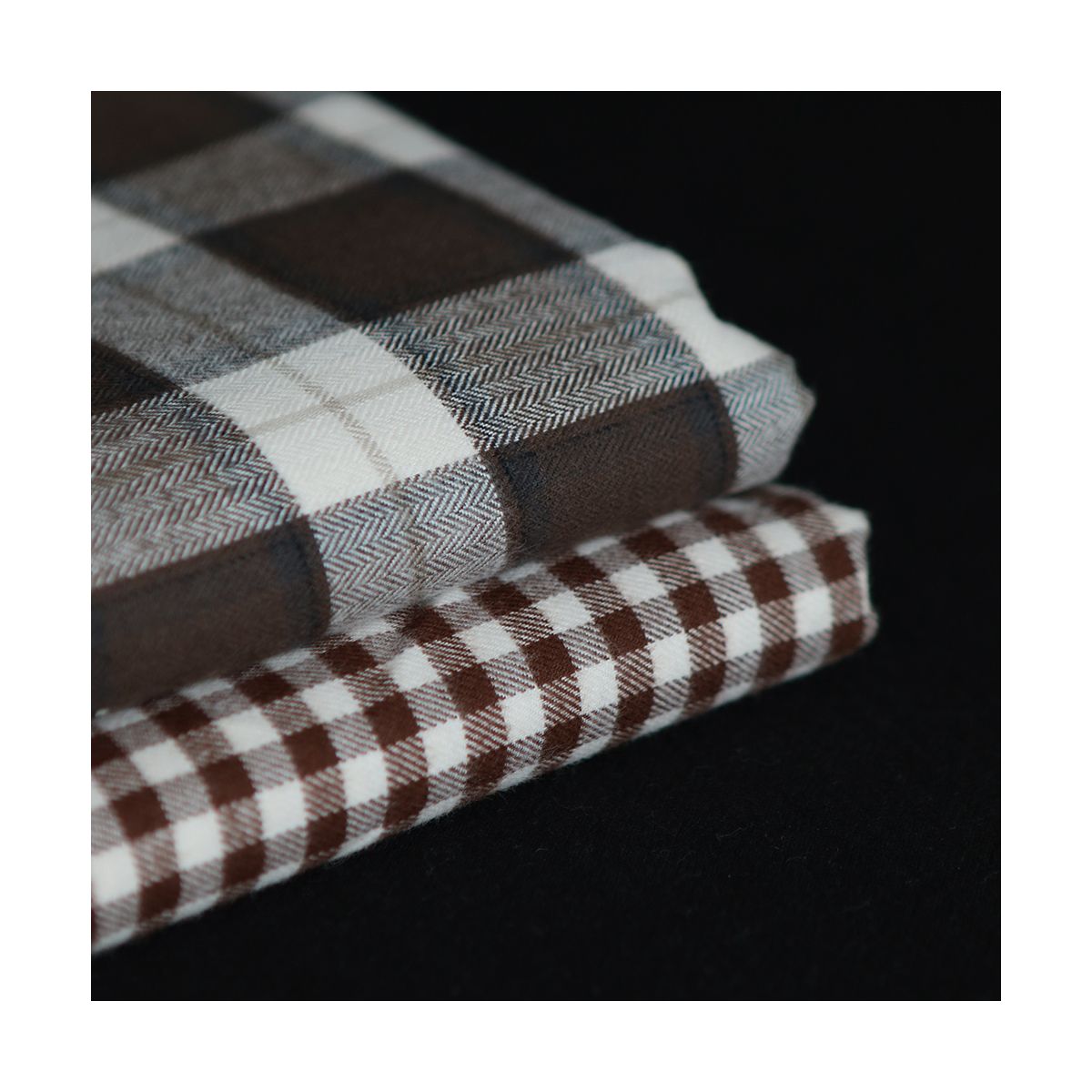 Gary - Coton gratté organique tissage vichy marron