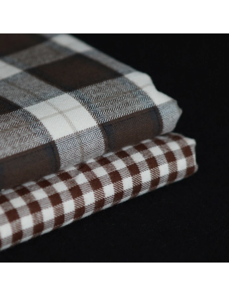 Gary - Coton gratté organique tissage vichy marron