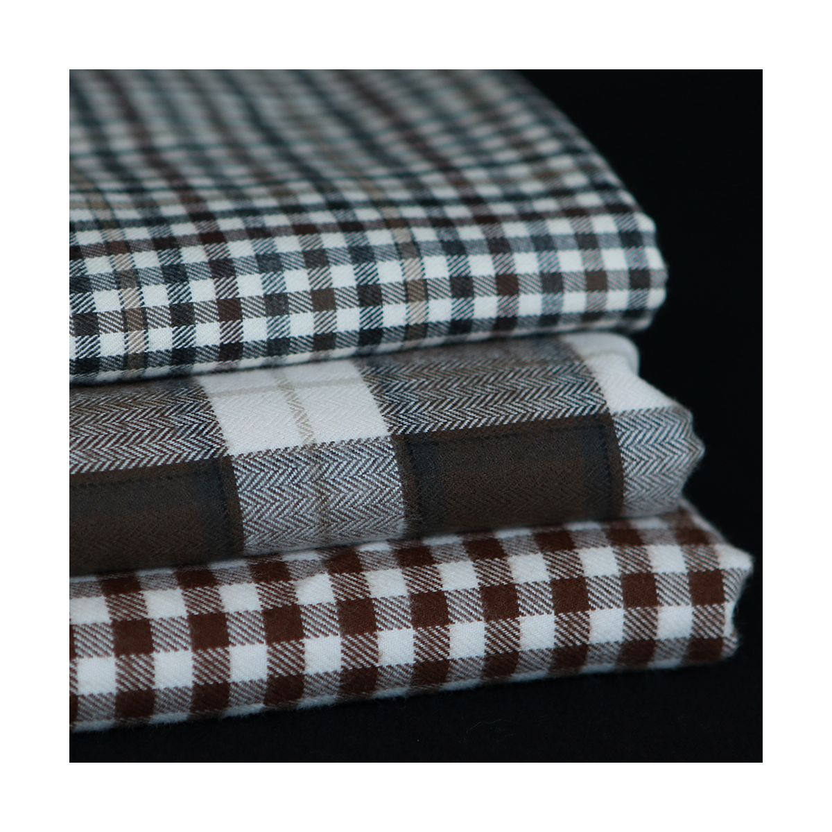 Gary - Coton gratté organique tissage vichy marron