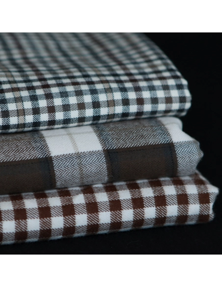 Gary - Coton gratté organique tissage vichy marron