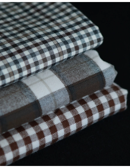 Gary - Coton gratté organique tissage vichy marron