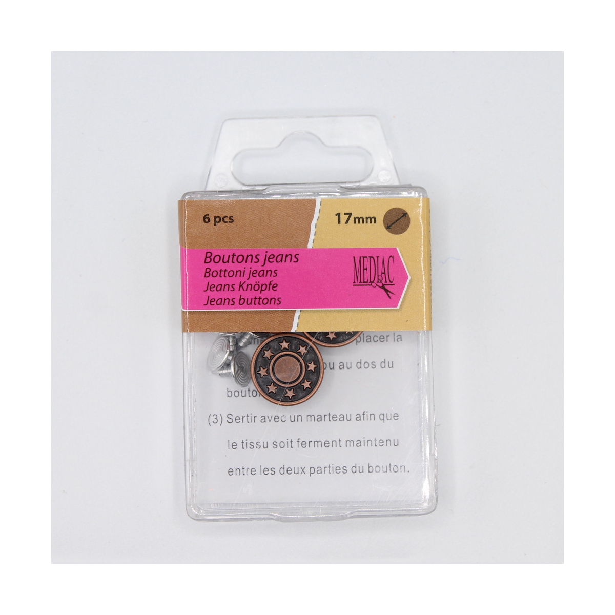 Boutons de jean x6 coloris BRONZE (taille au choix)