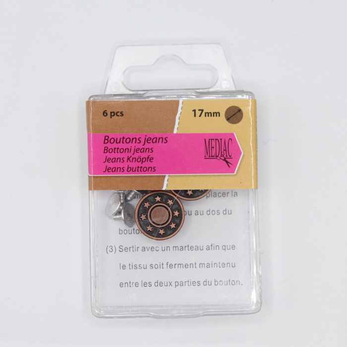 Boutons de jean x6 coloris BRONZE (taille au choix)