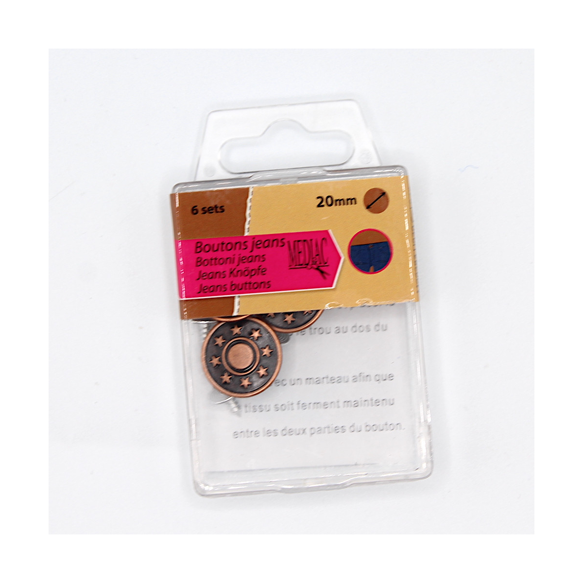 Boutons de jean x6 coloris BRONZE (taille au choix)