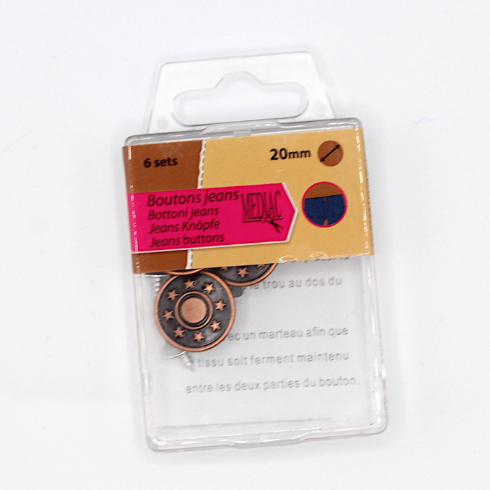 Boutons de jean x6 coloris BRONZE (taille au choix)