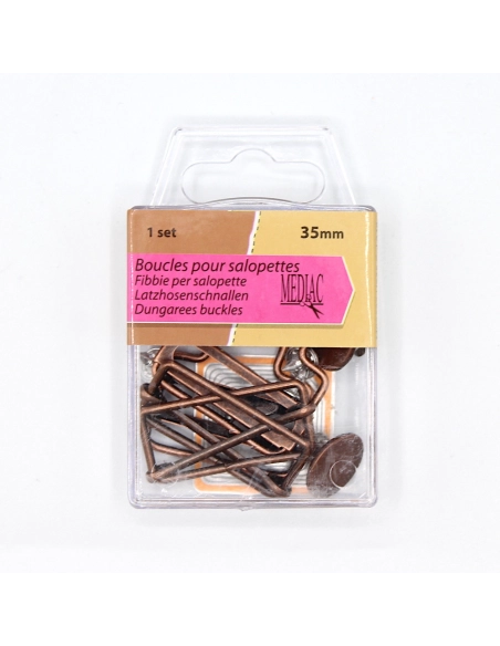 Paire de boucles de salopette 35mm + boutons BRONZE