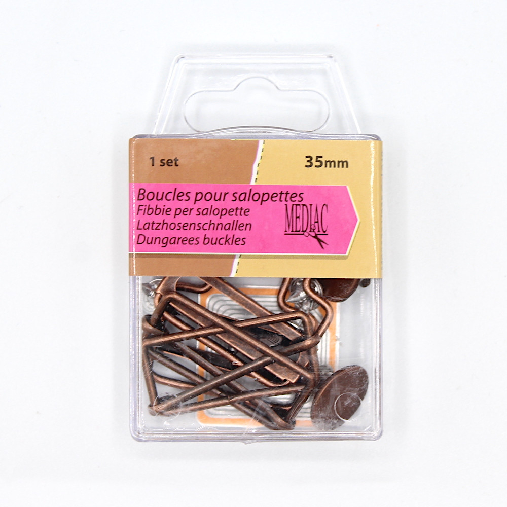 Paire de boucles de salopette 35mm + boutons BRONZE