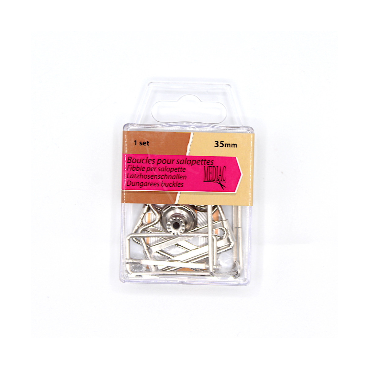 Paire de boucles de salopette 35mm + boutons ARGENT Paire de boucles de salopette 35mm + boutons ARGENT