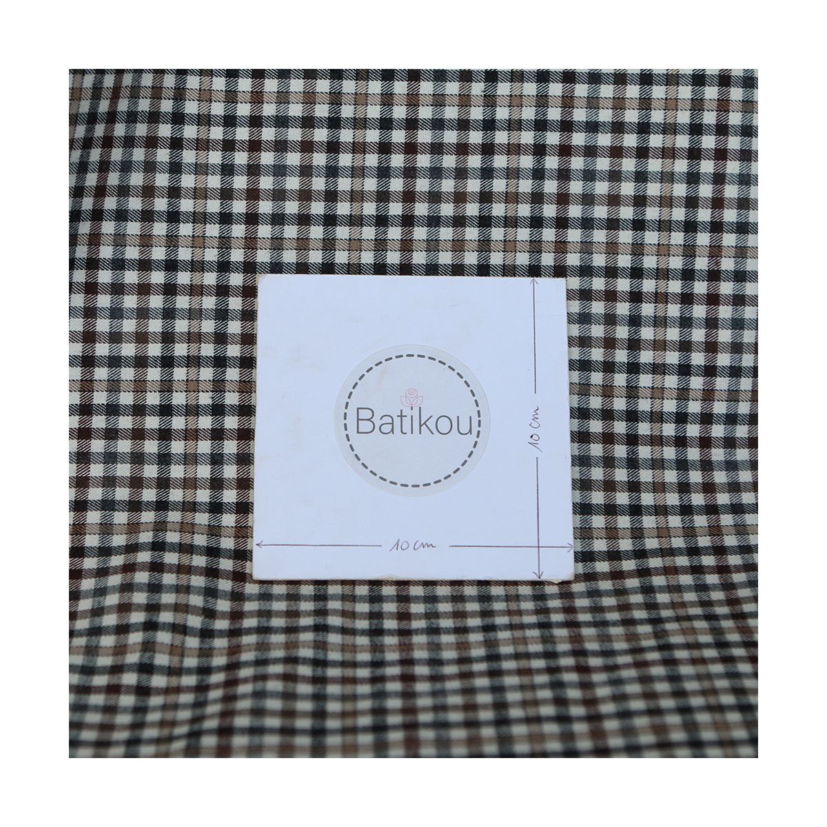 Douglas - Coton gratté organique vichy écru beige et marron