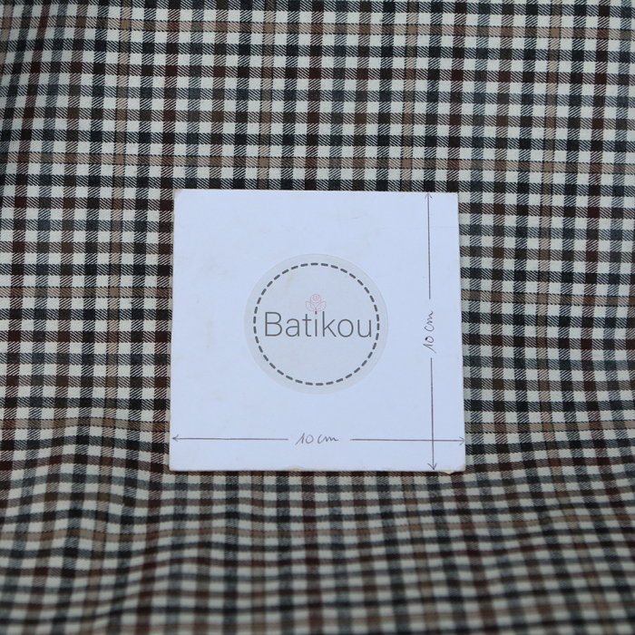 Douglas - Coton gratté organique vichy écru beige et marron