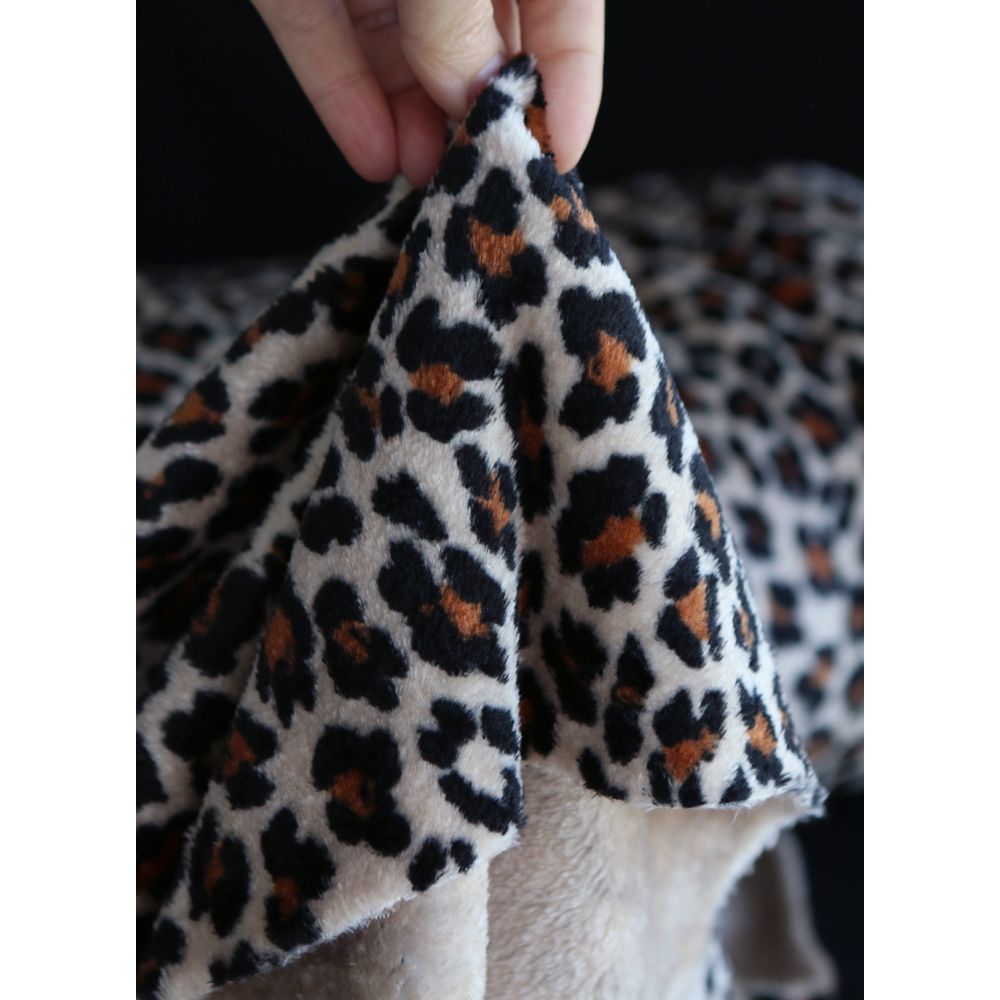 Graou - Polaire double face motif leopard sur fond beige