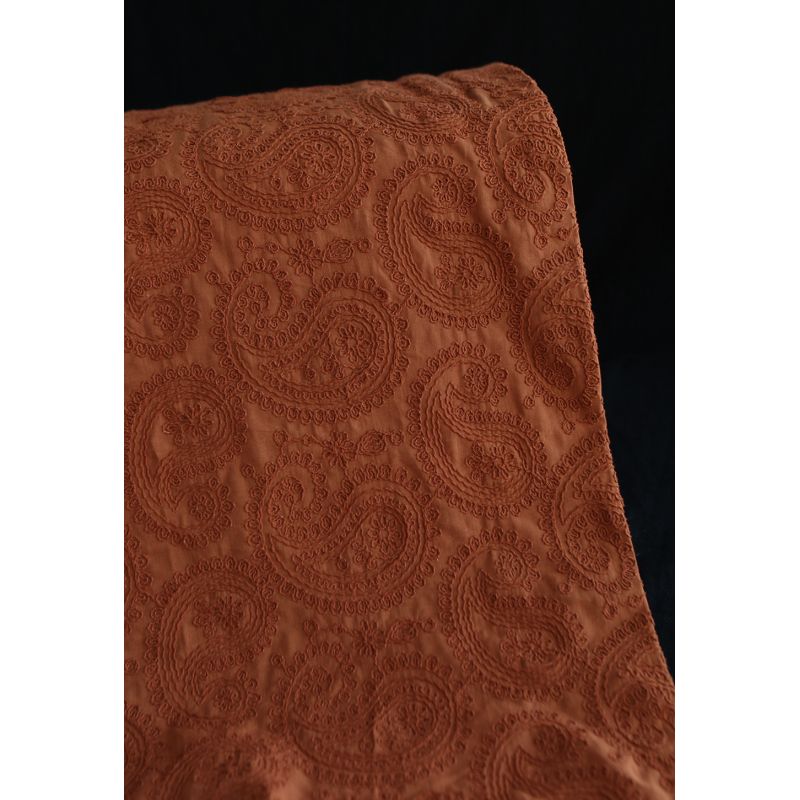 Amanda - Voile de coton brodé coloris roux caramel