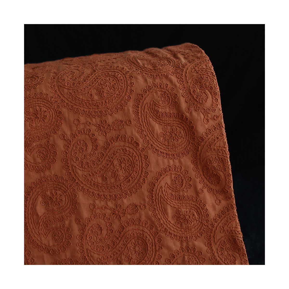 Amanda - Voile de coton brodé coloris roux caramel