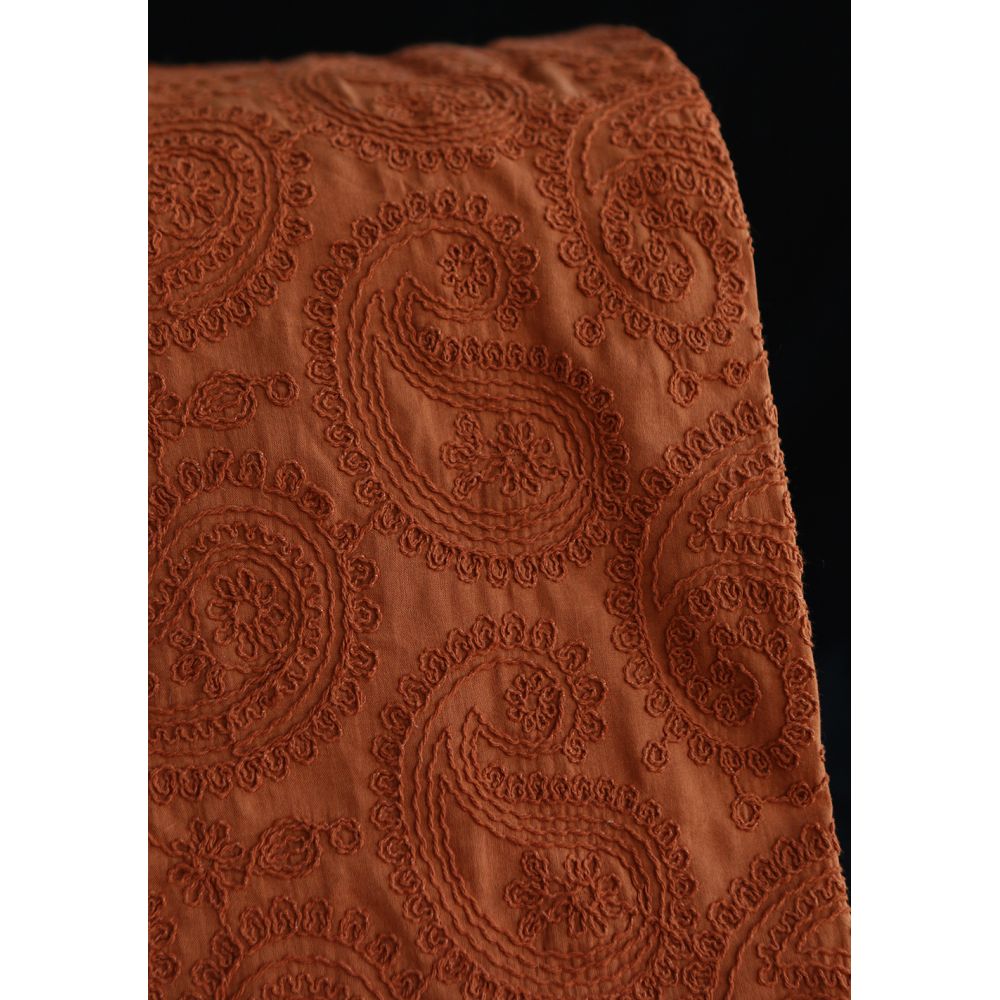 Amanda - Voile de coton brodé coloris roux caramel