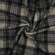 Teddy / moumoute bouclé motif gros quadrillage tartan anthracite