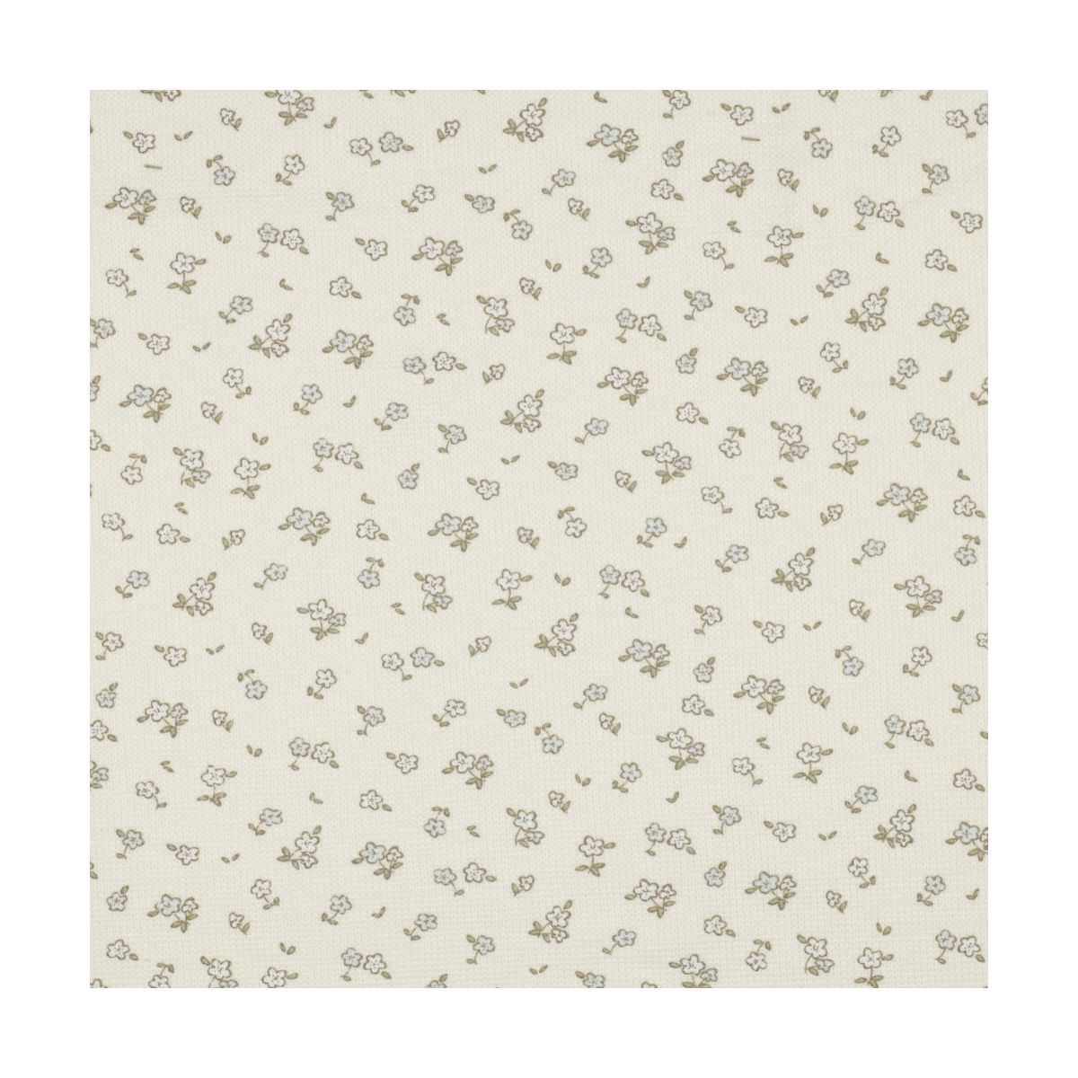 Jersey coton côtes fines à motif petit fleuri fond écru Jersey coton côtes fines à motif petit fleuri fond écru