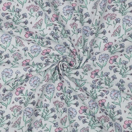Double gaze de coton fleuri coloris pastel Double gaze de coton fleuri coloris pastel