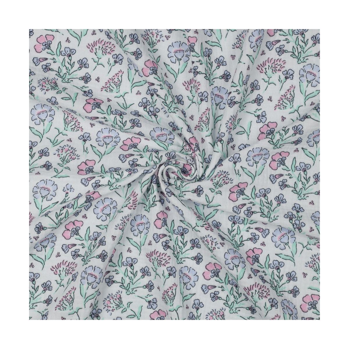 Double gaze de coton fleuri coloris pastel