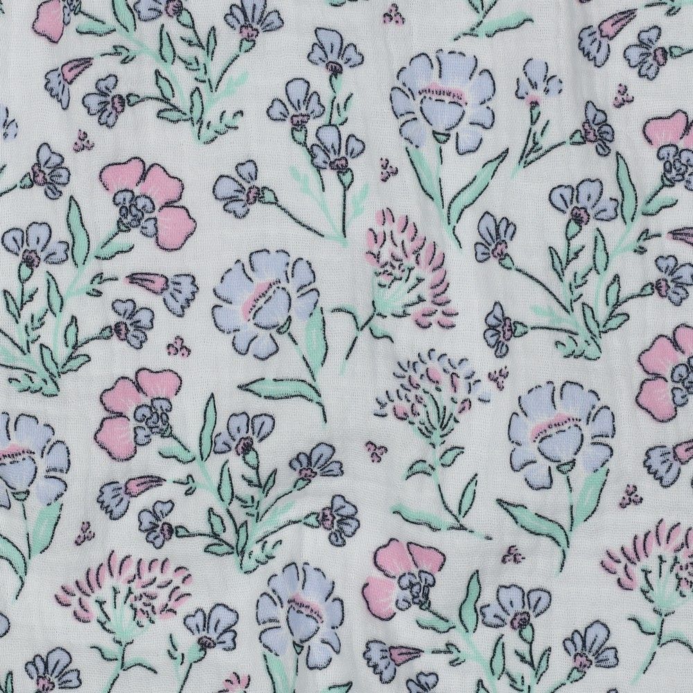 Double gaze de coton fleuri coloris pastel