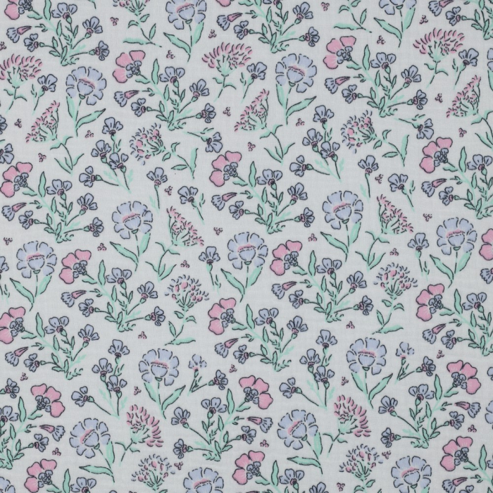 Double gaze de coton fleuri coloris pastel