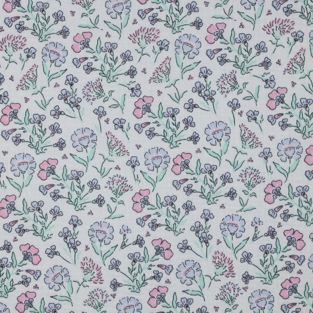 Double gaze de coton fleuri coloris pastel