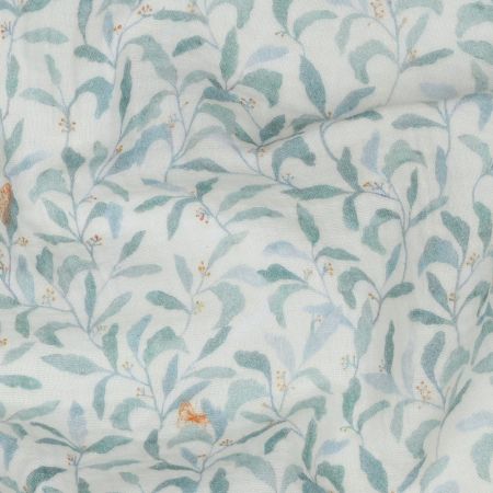 Double gaze de coton branchages et papillons discrets