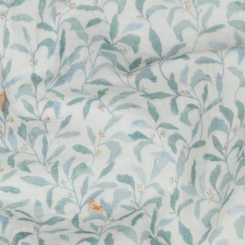 Double gaze de coton branchages et papillons discrets