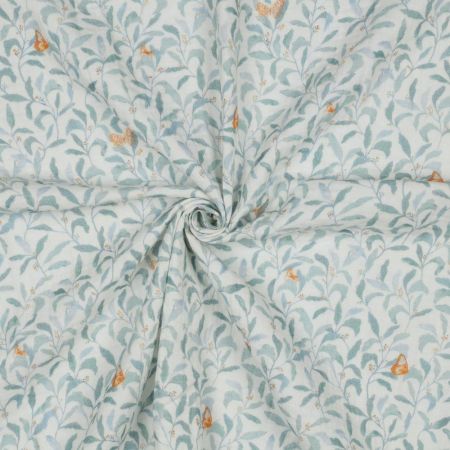 Double gaze de coton branchages et papillons discrets