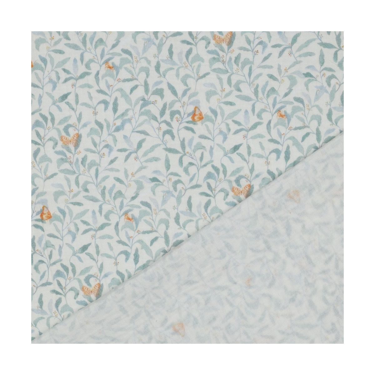 Double gaze de coton branchages et papillons discrets Double gaze de coton branchages et papillons discrets