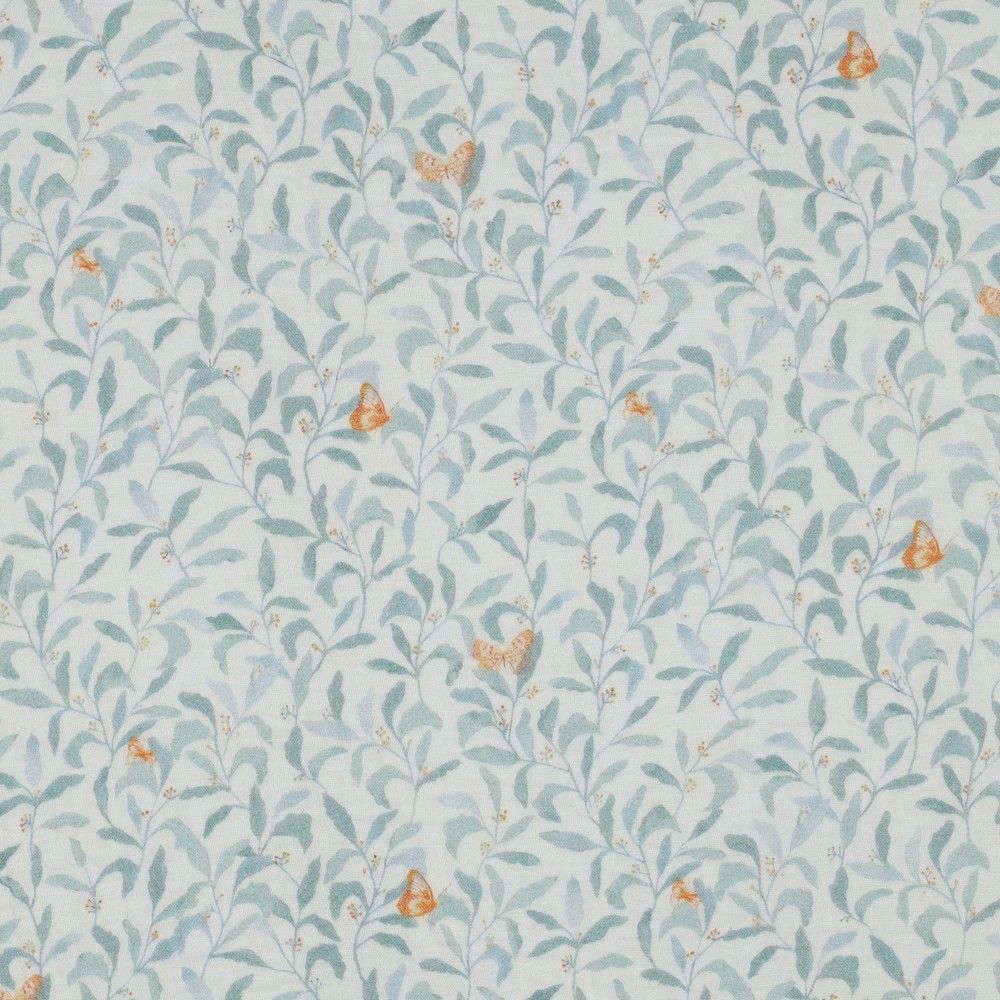 Double gaze de coton branchages et papillons discrets