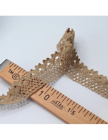 Galon coton crochet 35mm x 1m grège