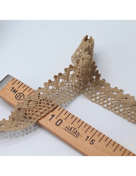 Galon coton crochet 35mm x 1m grège