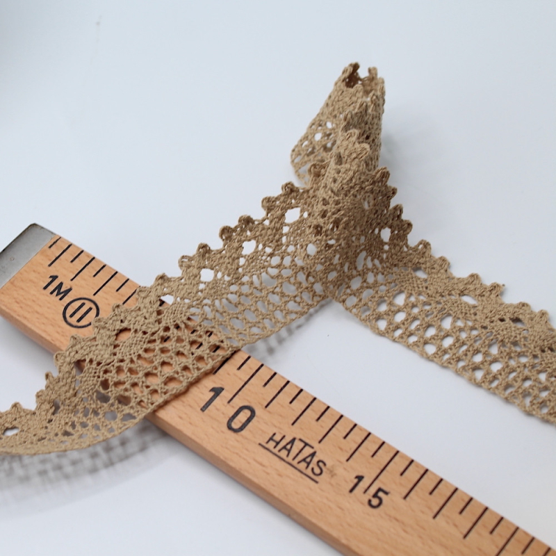 Galon coton crochet 35mm x 1m grège