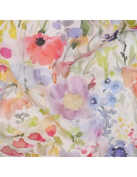 Millie - Batiste de coton douce à imprimé fleuri aquarelle