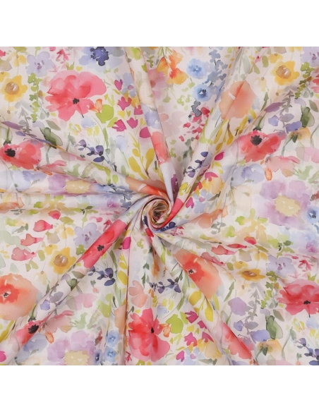 Millie - Batiste de coton douce à imprimé fleuri aquarelle