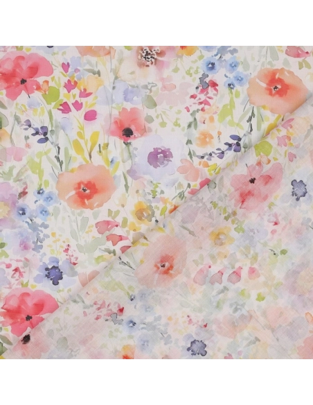 Millie - Batiste de coton douce à imprimé fleuri aquarelle