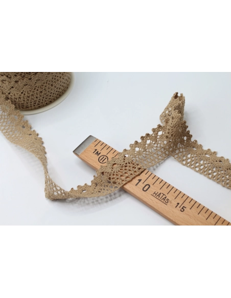 Galon coton crochet 35mm x 1m grège