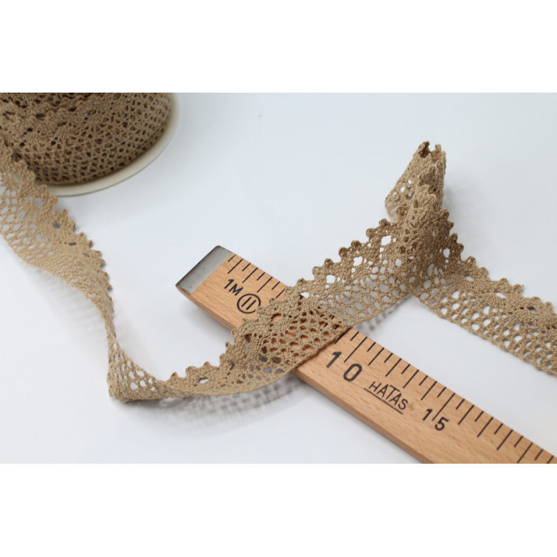 Galon coton crochet 35mm x 1m grège