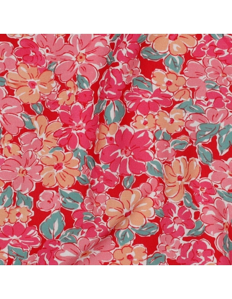 Evie - Viscose Ecovero imprimé fleuri fuschia