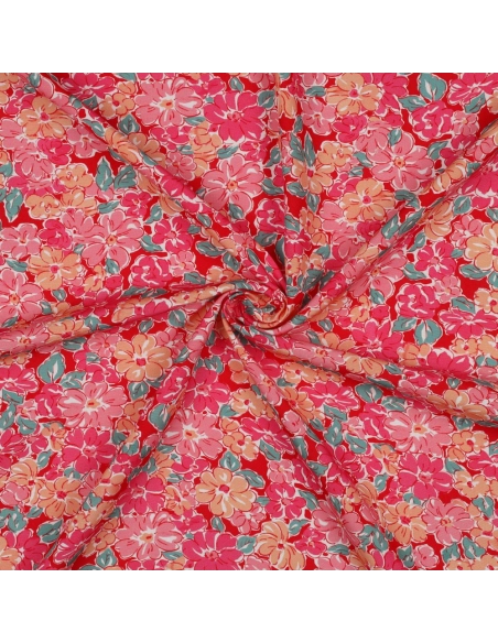 Evie - Viscose Ecovero imprimé fleuri fuschia