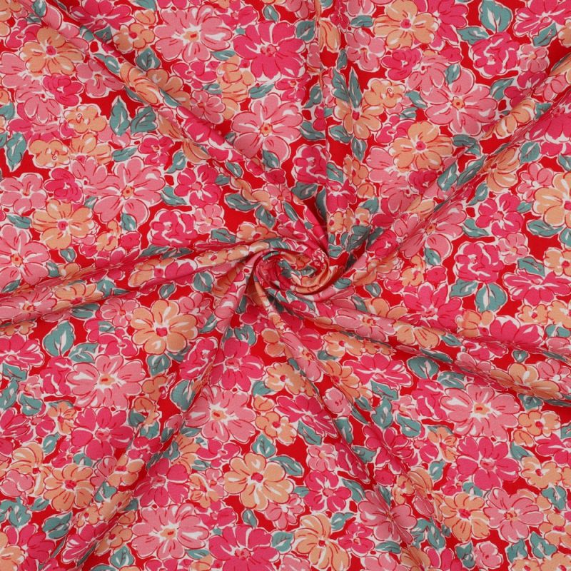 Evie - Viscose Ecovero imprimé fleuri fuschia