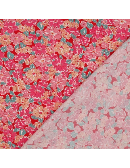 Evie - Viscose Ecovero imprimé fleuri fuschia