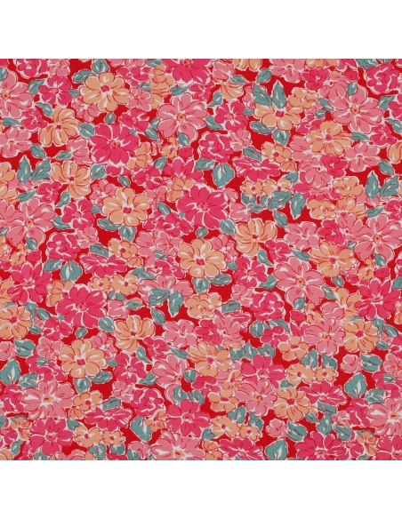 Evie - Viscose Ecovero imprimé fleuri fuschia