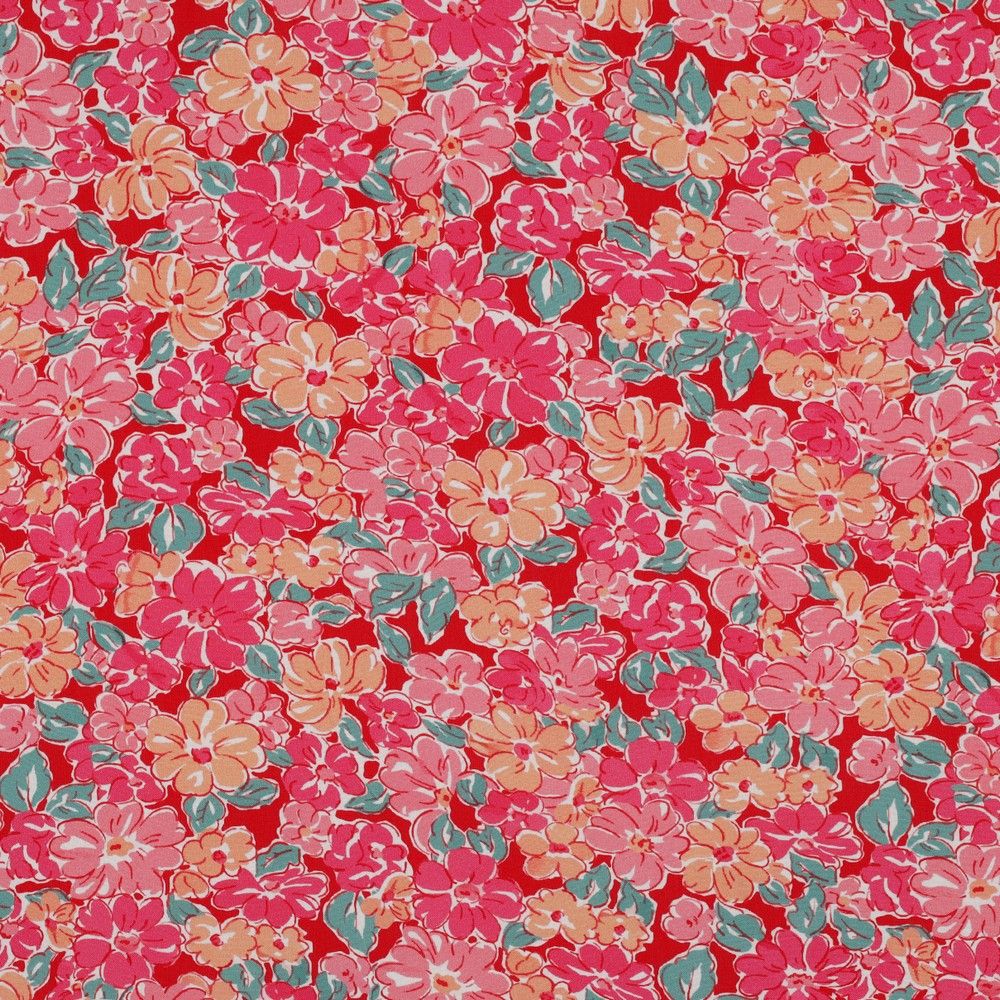 Evie - Viscose Ecovero imprimé fleuri fuschia