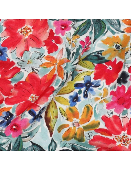 Joy - Viscose Ecovero imprimé fleuri rouge