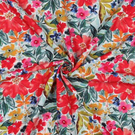 Joy - Viscose Ecovero imprimé fleuri rouge Joy - Viscose Ecovero imprimé fleuri rouge