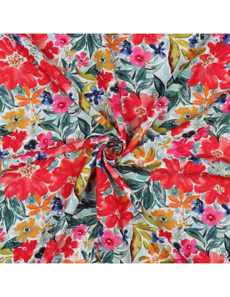 Joy - Viscose Ecovero imprimé fleuri rouge