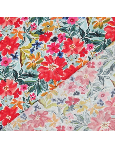 Joy - Viscose Ecovero imprimé fleuri rouge