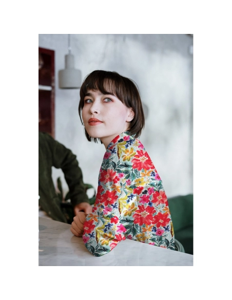 Joy - Viscose Ecovero imprimé fleuri rouge