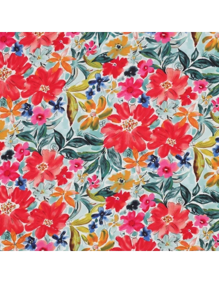 Joy - Viscose Ecovero imprimé fleuri rouge